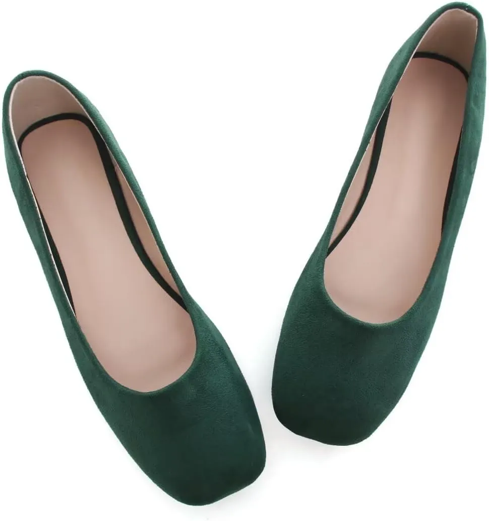 Stunner Women's Comfortable Slip On Ballet Shoes Square Toe Dress Flats Soft Walking Flats
