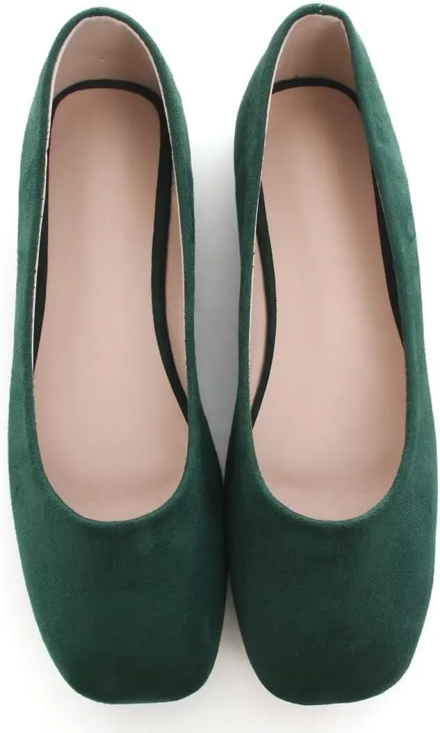 Stunner Women's Comfortable Slip On Ballet Shoes Square Toe Dress Flats Soft Walking Flats