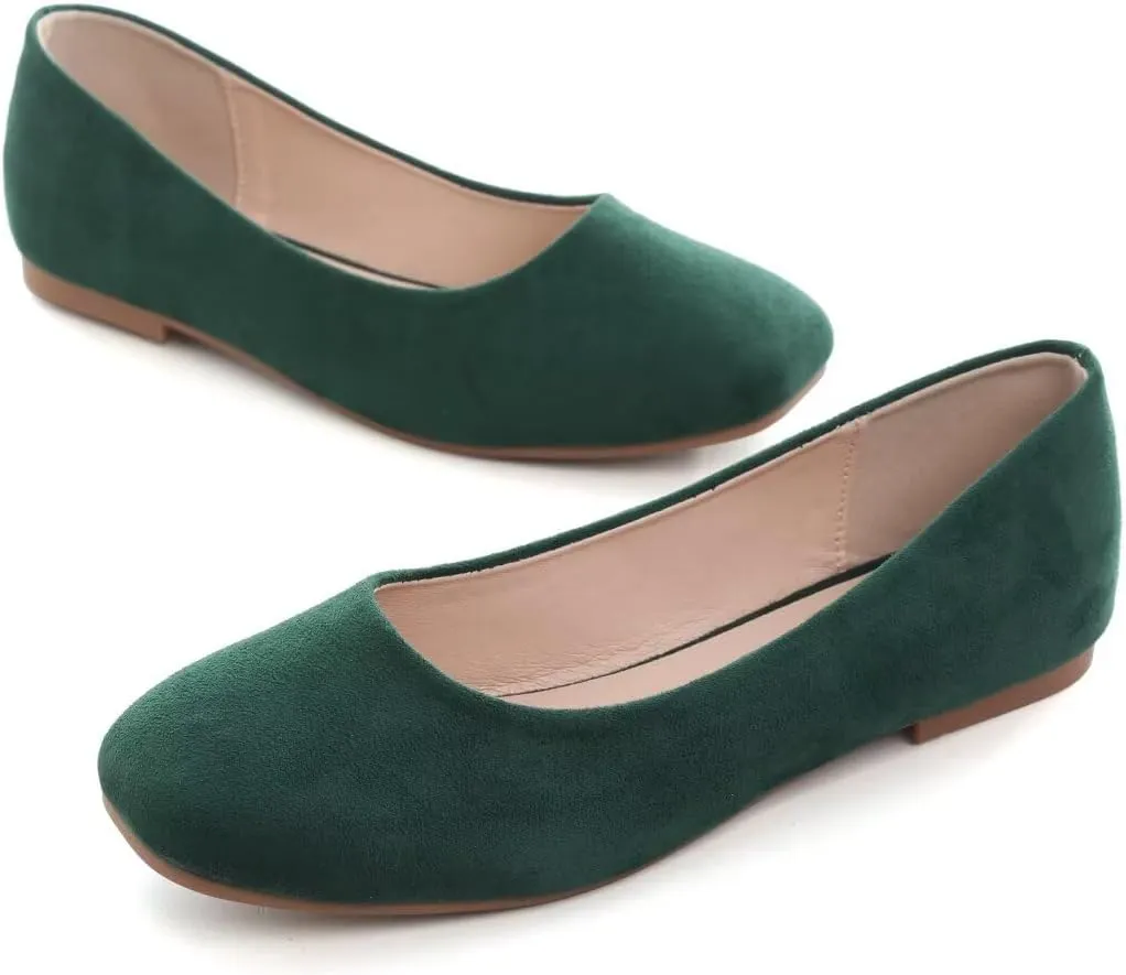 Stunner Women's Comfortable Slip On Ballet Shoes Square Toe Dress Flats Soft Walking Flats
