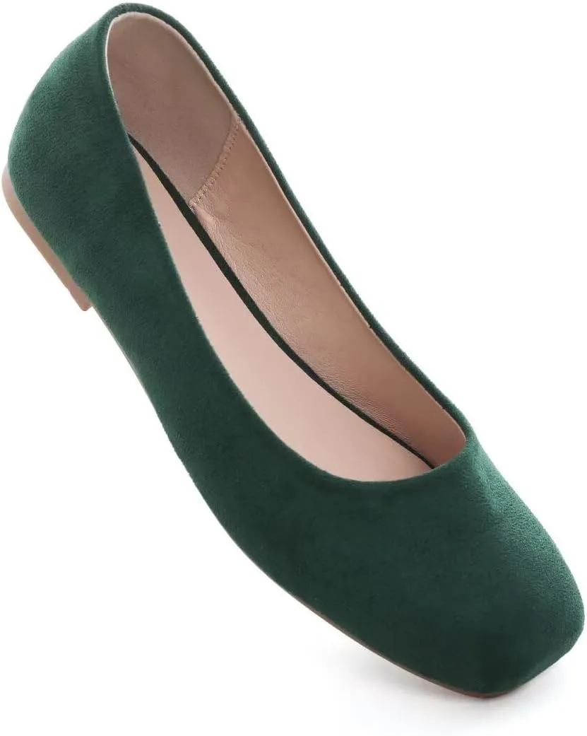 Stunner Women's Comfortable Slip On Ballet Shoes Square Toe Dress Flats Soft Walking Flats