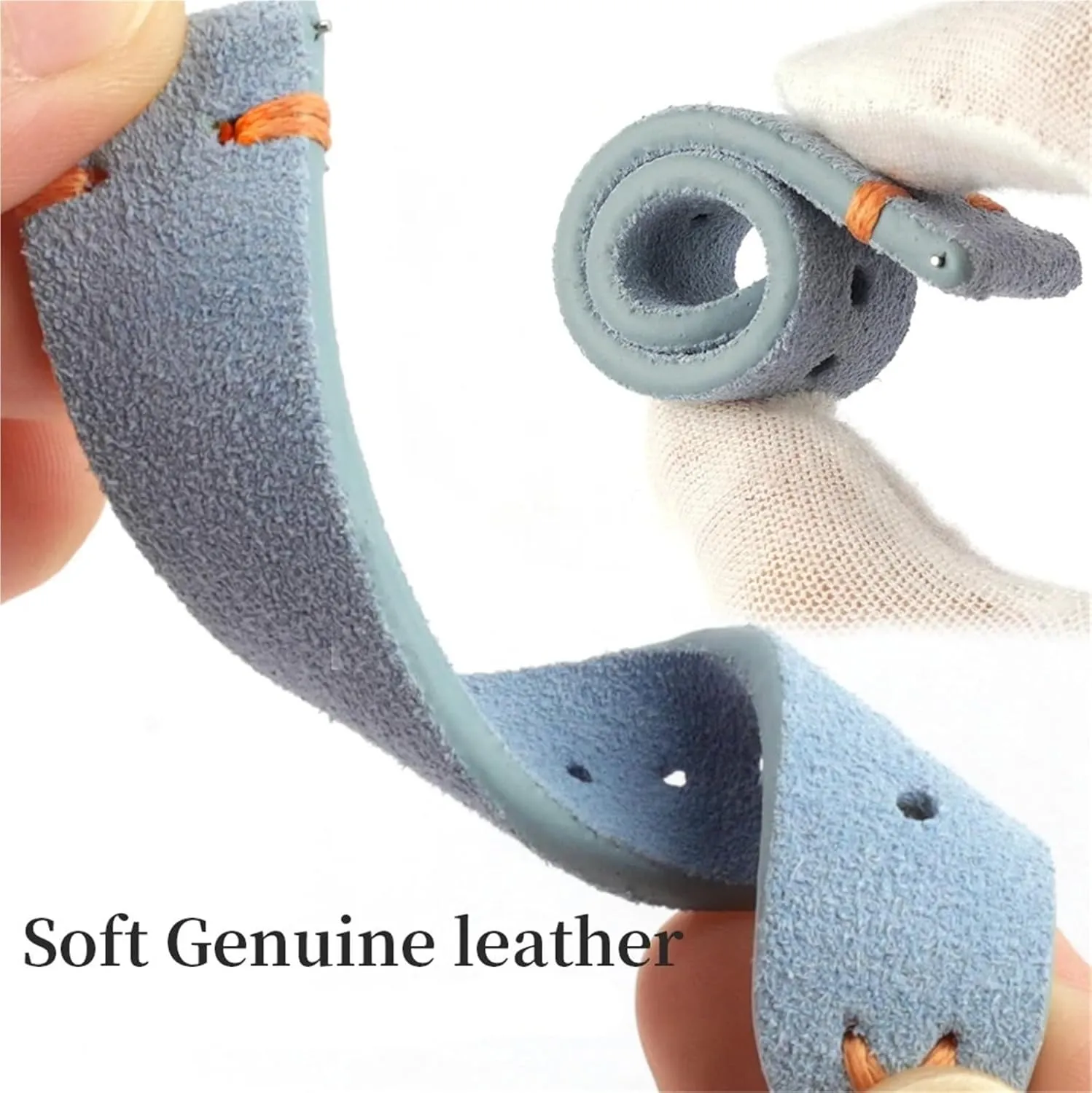 Suede Leather Watch Band 18 20 22 24mm Watch Strap Replacement Wristband Handmade Stitching Watchband