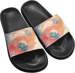 Summer Slide Sandals for Women Lightweight Comfort Open Toe Single Band Slides Shower Non-Slip Quick-Dry Slippers Thickened Sole Black Size 5-12.5