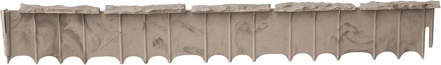 Suncast 12 Pack Quick Edge Resin Material 35 Inch Single Strip Natural Stone Lawn Border Edging for Patio, Gardening & Landscaping, Flagstone