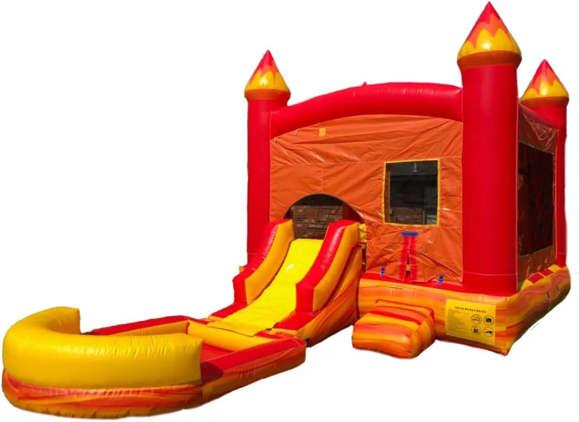 SunnFun Commercial Inflatable Volcano Marble Bounce House Combo with Slide and Pool Includes 1HP Blower
