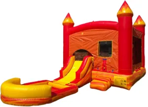 SunnFun Commercial Inflatable Volcano Marble Bounce House Combo with Slide and Pool Includes 1HP Blower