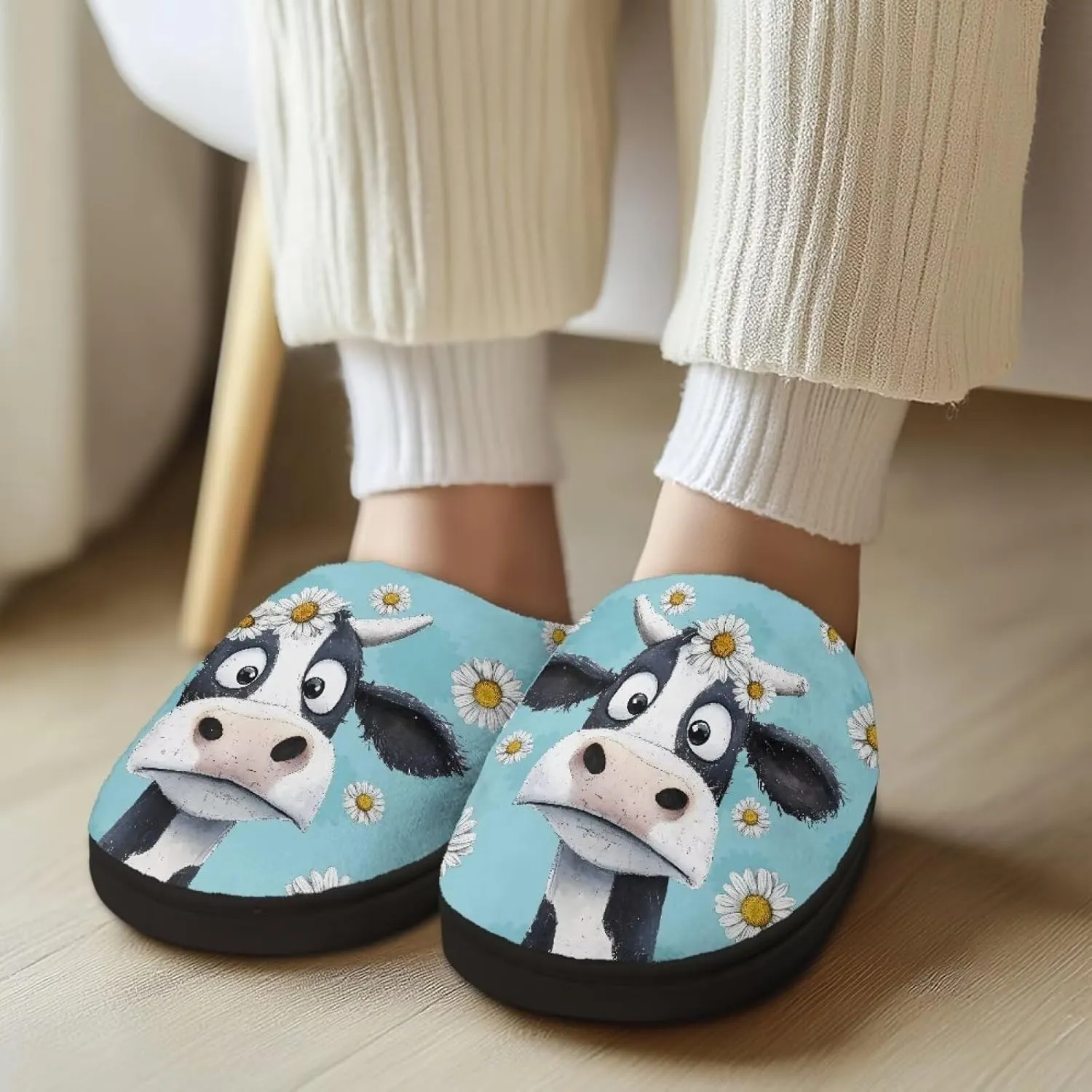 Suobstales Men Slippers Indoor Outdoor House Shoes Slip On Fall Winter Warm Bedroom Slippers for Women