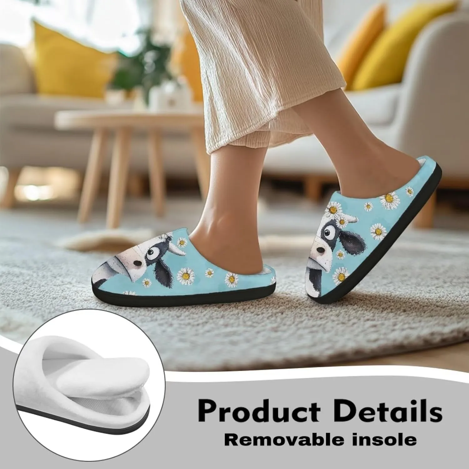 Suobstales Men Slippers Indoor Outdoor House Shoes Slip On Fall Winter Warm Bedroom Slippers for Women