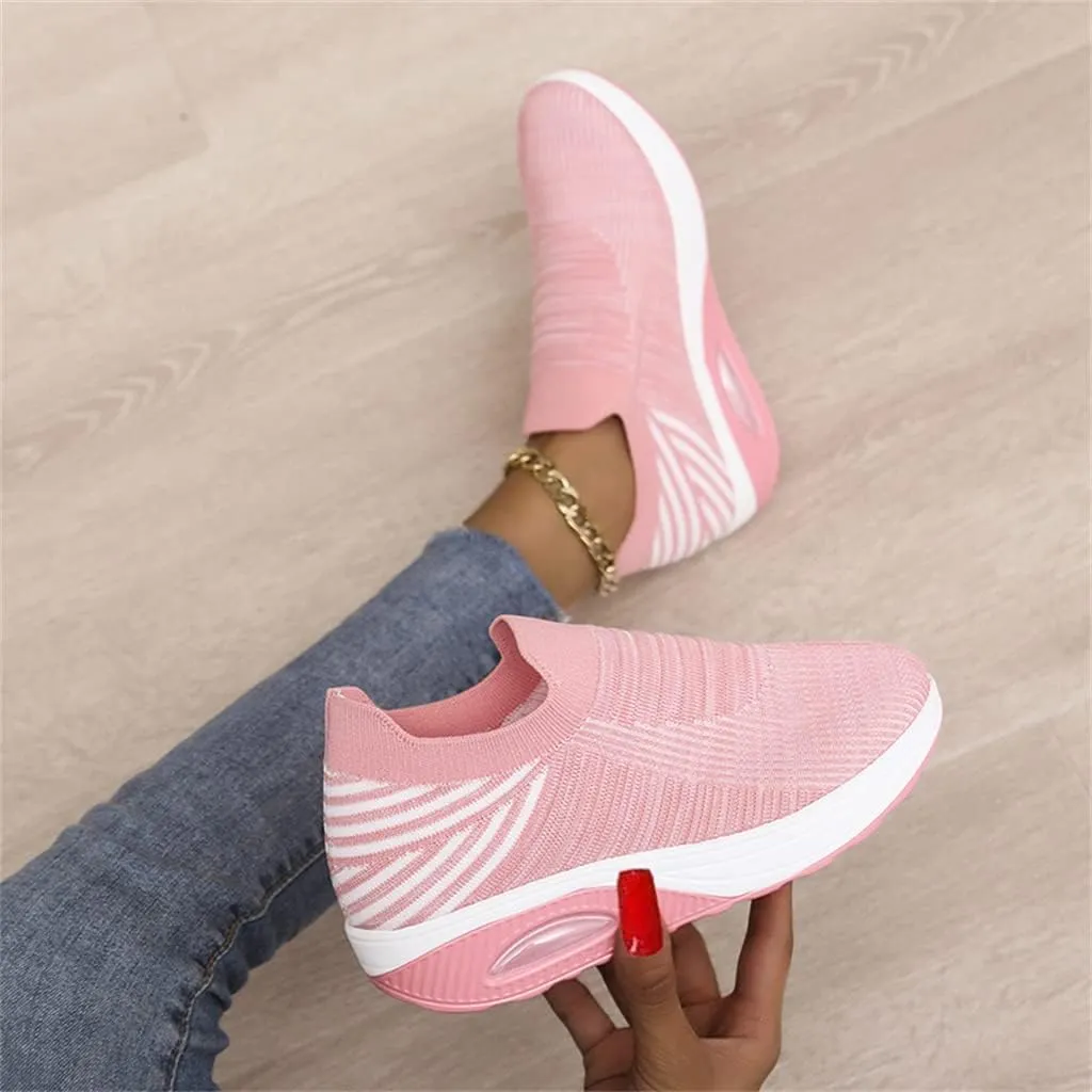 Super Soft Women's Walking Shoes, Mesh Slip On Air Cushion Lady Girls Modern Easy Shoes