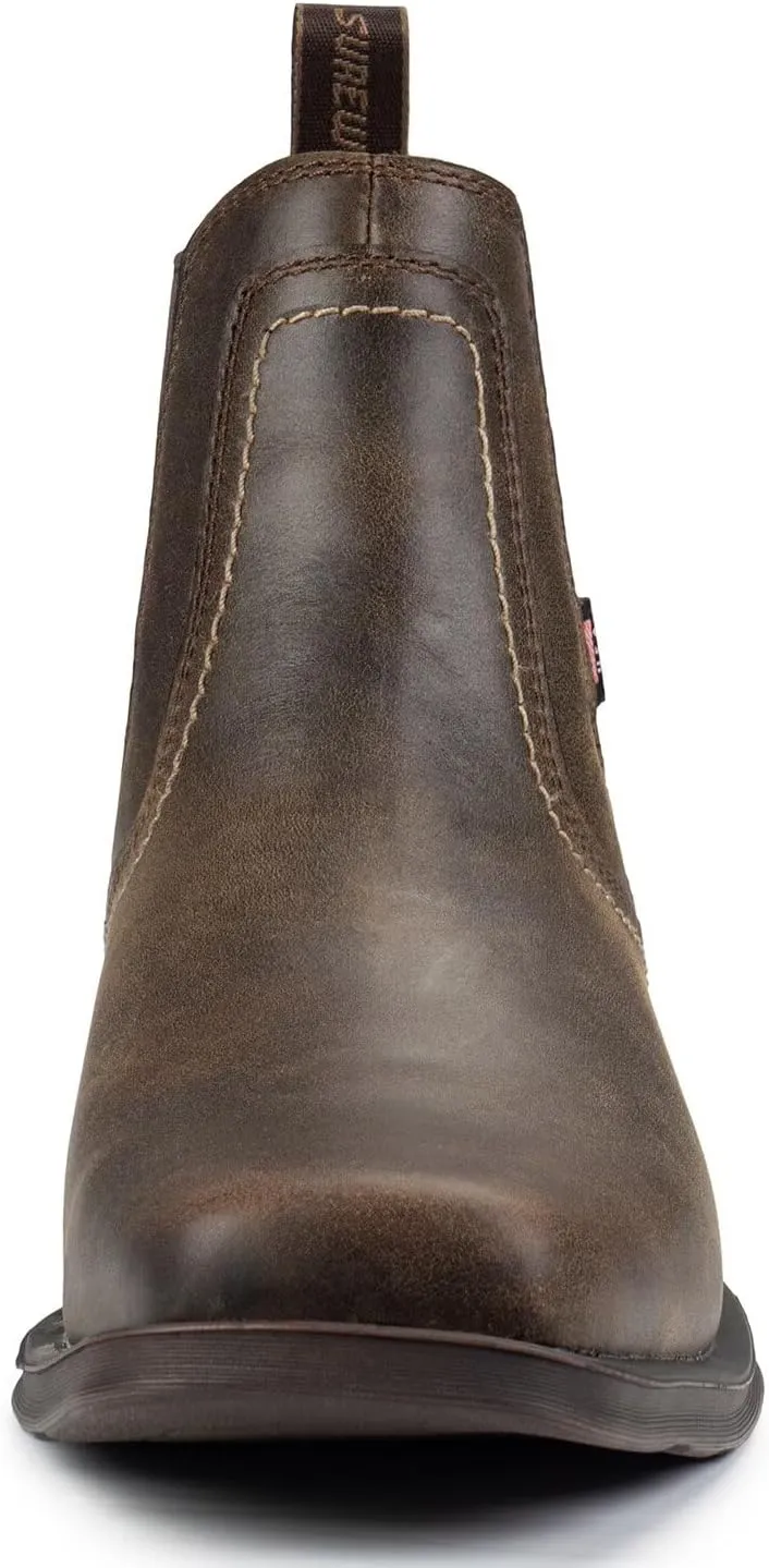 SUREWAY Cowboy Boots for Men - Square Toe Mens Western Slip on Boots, Slip Resistant Country Boots, Durable Comfortable, Old West Style Casual/Work/Dress Shoes