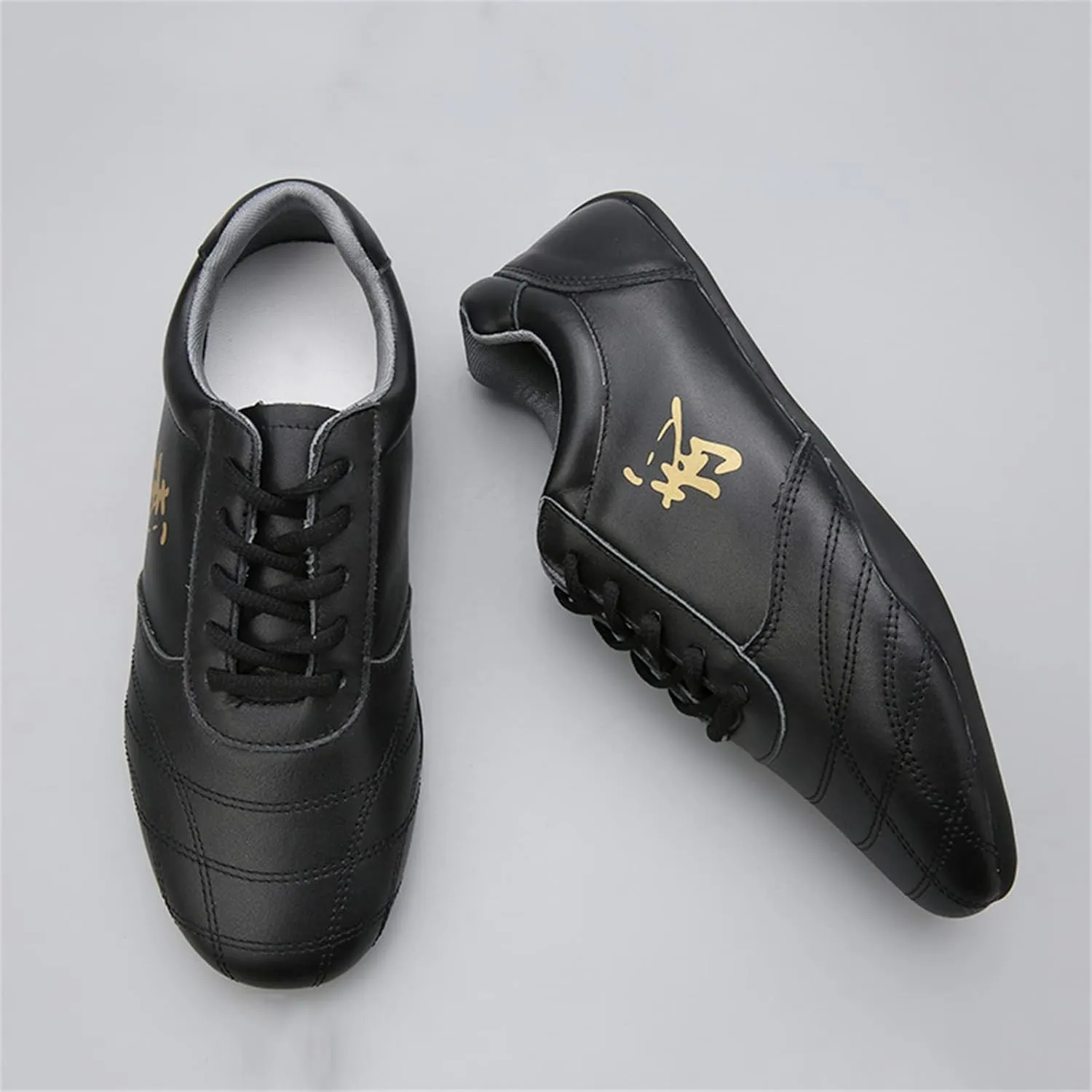Tai Chi Kung Fu Shoes, Leather Martial Art Shoes Chinese Wushu Shaolin Trainer Wing Chun Sneakers for Men Women