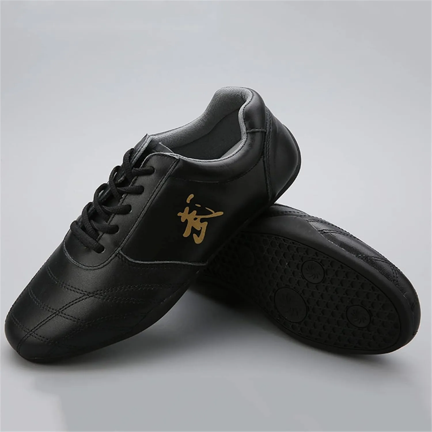 Tai Chi Kung Fu Shoes, Leather Martial Art Shoes Chinese Wushu Shaolin Trainer Wing Chun Sneakers for Men Women