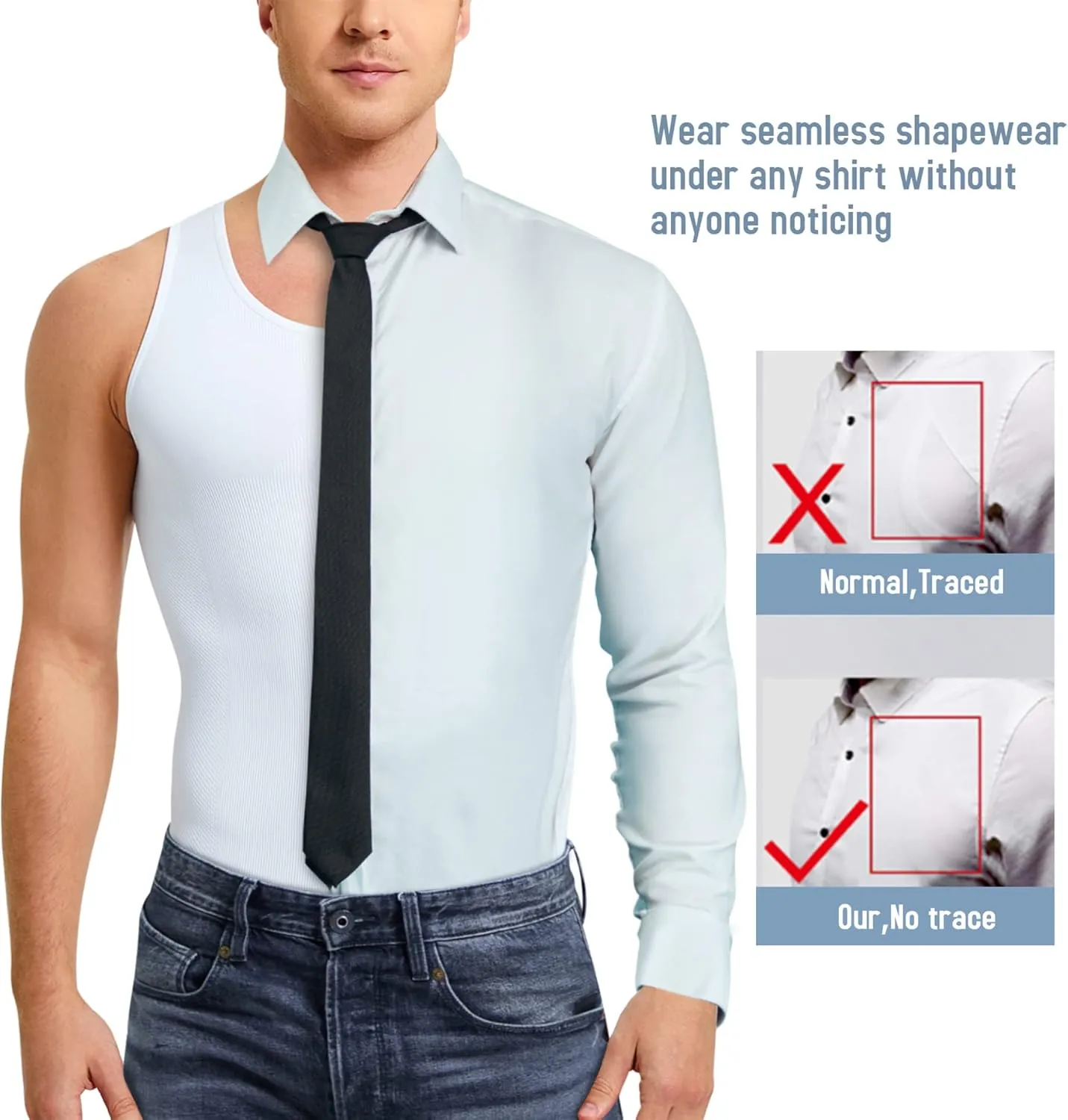 TAILONG Compression Shirts for Men Shapewear Slimming Body Shaper Waist Trainer Vest Workout Tank Tops Abdomen Undershirts