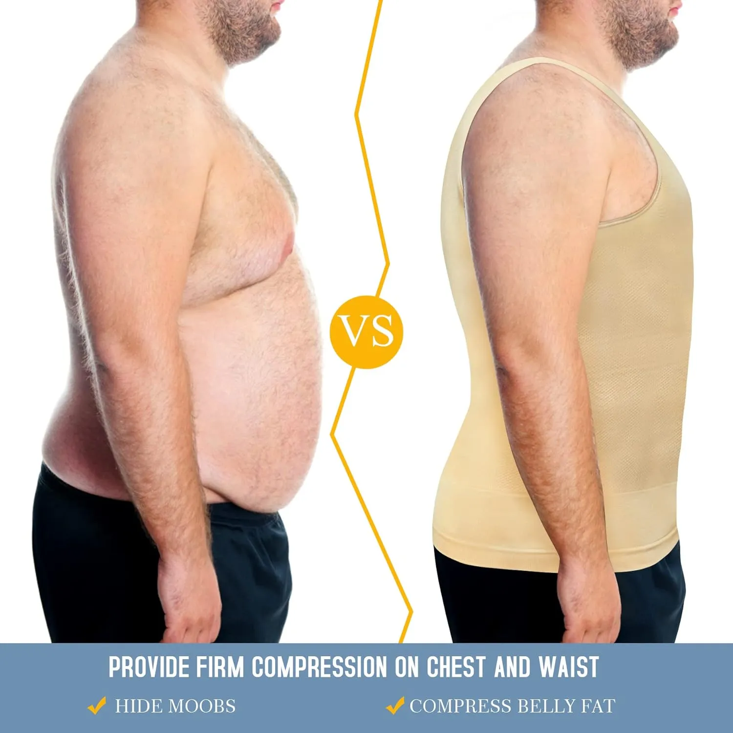 TAILONG Compression Shirts for Men Shapewear Slimming Body Shaper Waist Trainer Vest Workout Tank Tops Abdomen Undershirts