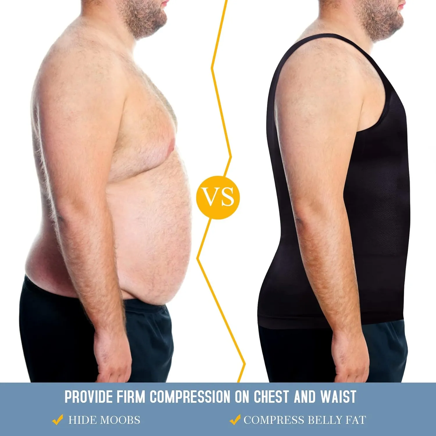 TAILONG Compression Shirts for Men Shapewear Slimming Body Shaper Waist Trainer Vest Workout Tank Tops Abdomen Undershirts
