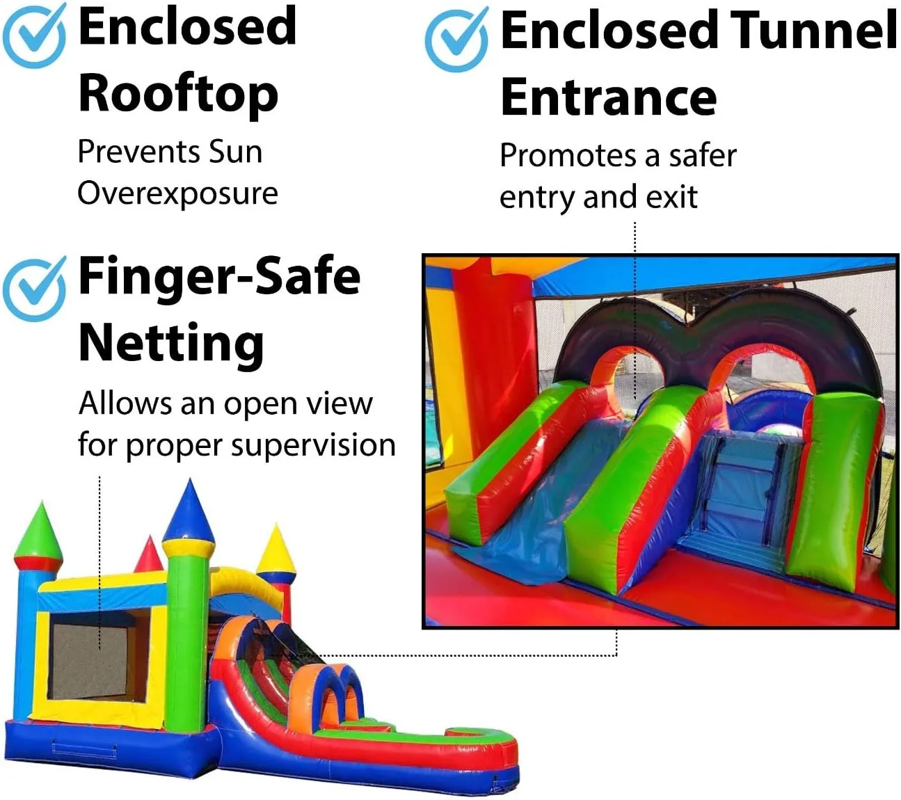 TentandTable Inflatable Bounce House Water Slide for Toddlers and Kids - Commercial Grade Bouncy Castle for Adults - Jump House, Includes Electric Air Blower - 26' L x 13' W x 14' H - Rainbow