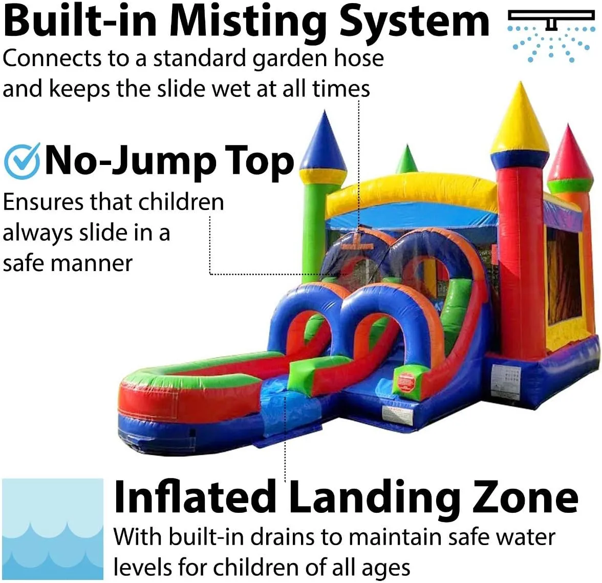 TentandTable Inflatable Bounce House Water Slide for Toddlers and Kids - Commercial Grade Bouncy Castle for Adults - Jump House, Includes Electric Air Blower - 26' L x 13' W x 14' H - Rainbow