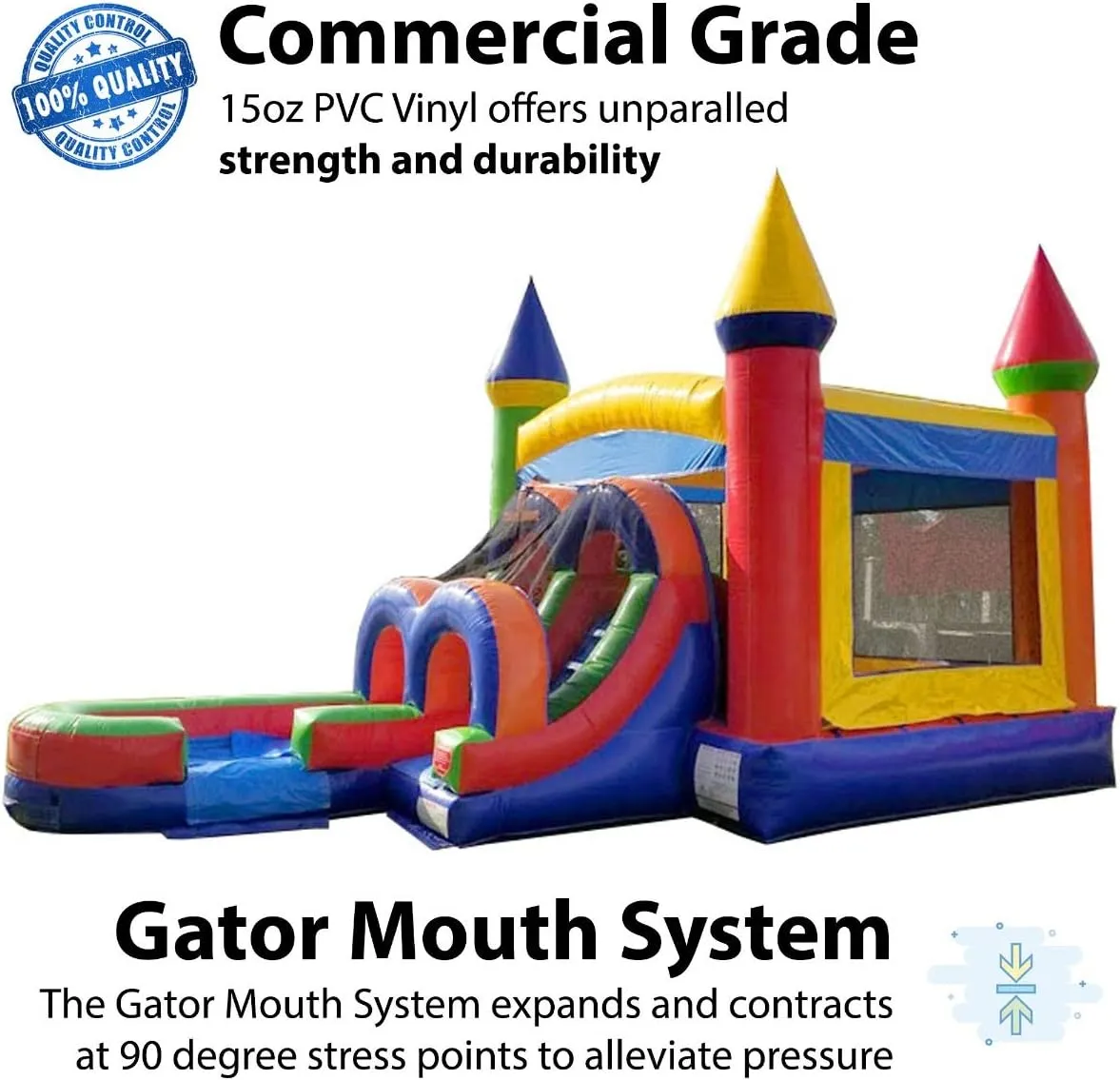 TentandTable Inflatable Bounce House Water Slide for Toddlers and Kids - Commercial Grade Bouncy Castle for Adults - Jump House, Includes Electric Air Blower - 26' L x 13' W x 14' H - Rainbow