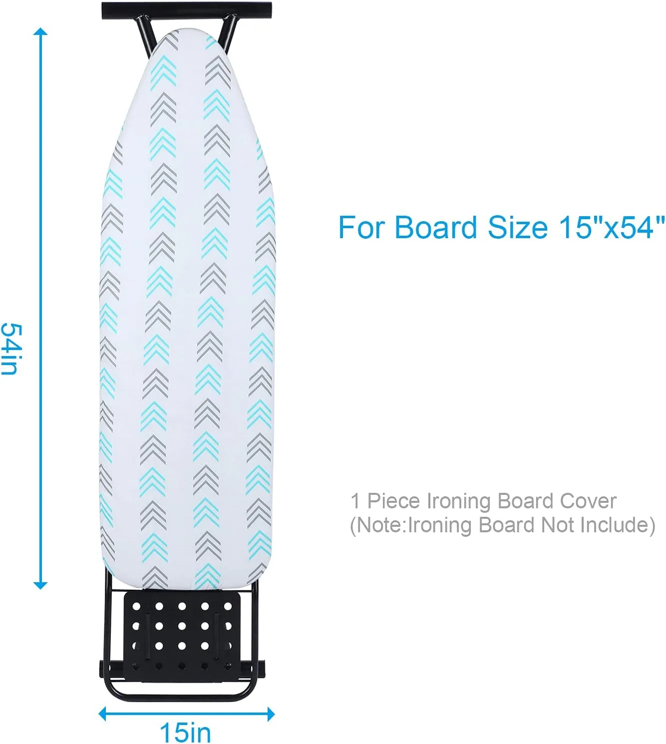 Thick Ironing Board Cover and Pad 15x54 Standard Size 4 Layers Padding with 2" Elastic, Stain Resistant & Durable Scorch, 2 Click Buckles for Smooth Iron and Easy Installation, Chevron Arrow