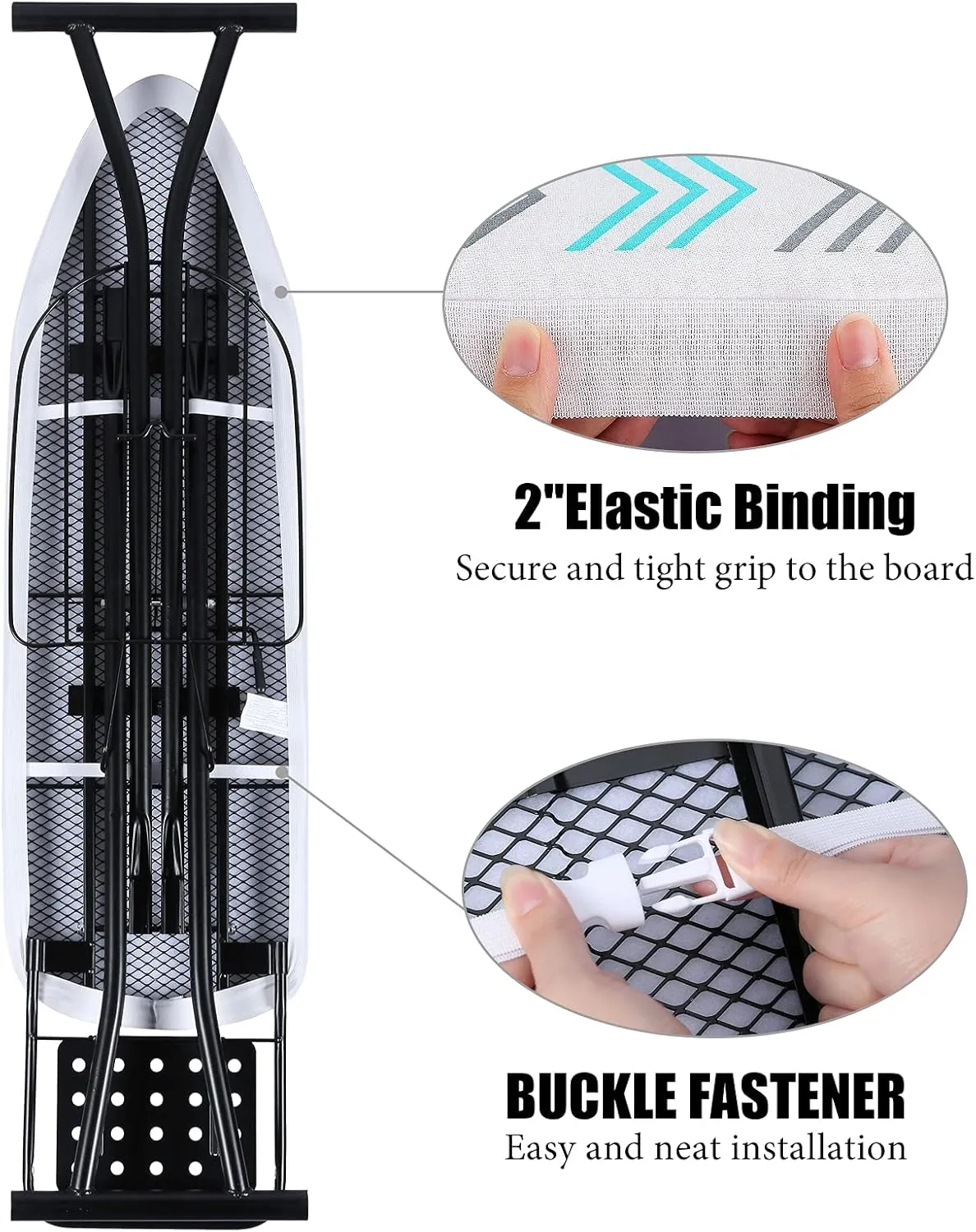 Thick Ironing Board Cover and Pad 15x54 Standard Size 4 Layers Padding with 2" Elastic, Stain Resistant & Durable Scorch, 2 Click Buckles for Smooth Iron and Easy Installation, Chevron Arrow