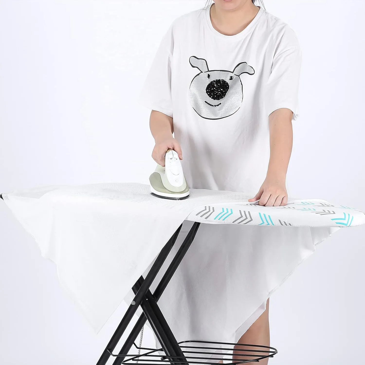 Thick Ironing Board Cover and Pad 15x54 Standard Size 4 Layers Padding with 2" Elastic, Stain Resistant & Durable Scorch, 2 Click Buckles for Smooth Iron and Easy Installation, Chevron Arrow