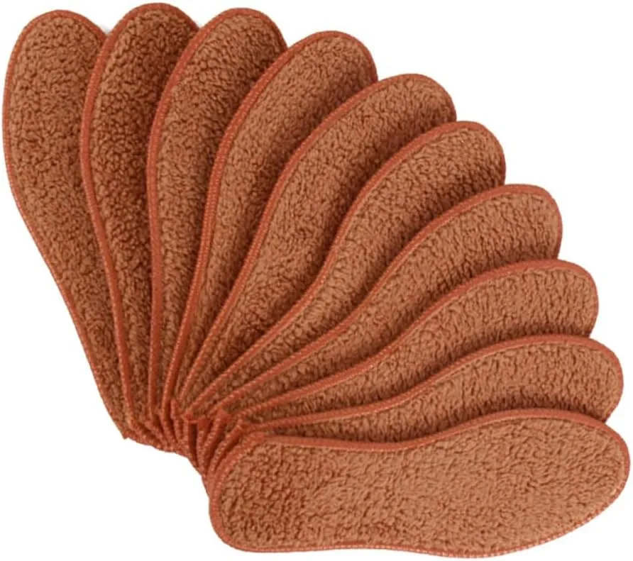 Thicken Insoles Men's Sheepskin Inserts Arch Support Warm Winter Shoe Pads Size 41