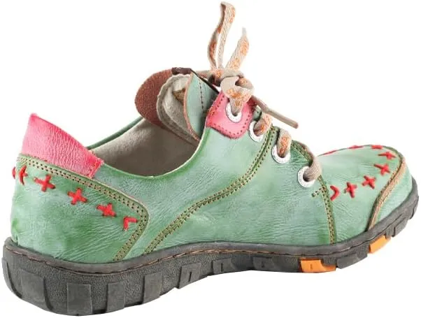 TMA EYES Women's Leather Soft Sole lace-up Fashion Shoes with Hand-Stitched Design
