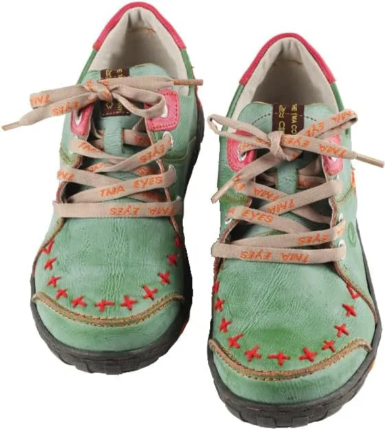 TMA EYES Women's Leather Soft Sole lace-up Fashion Shoes with Hand-Stitched Design