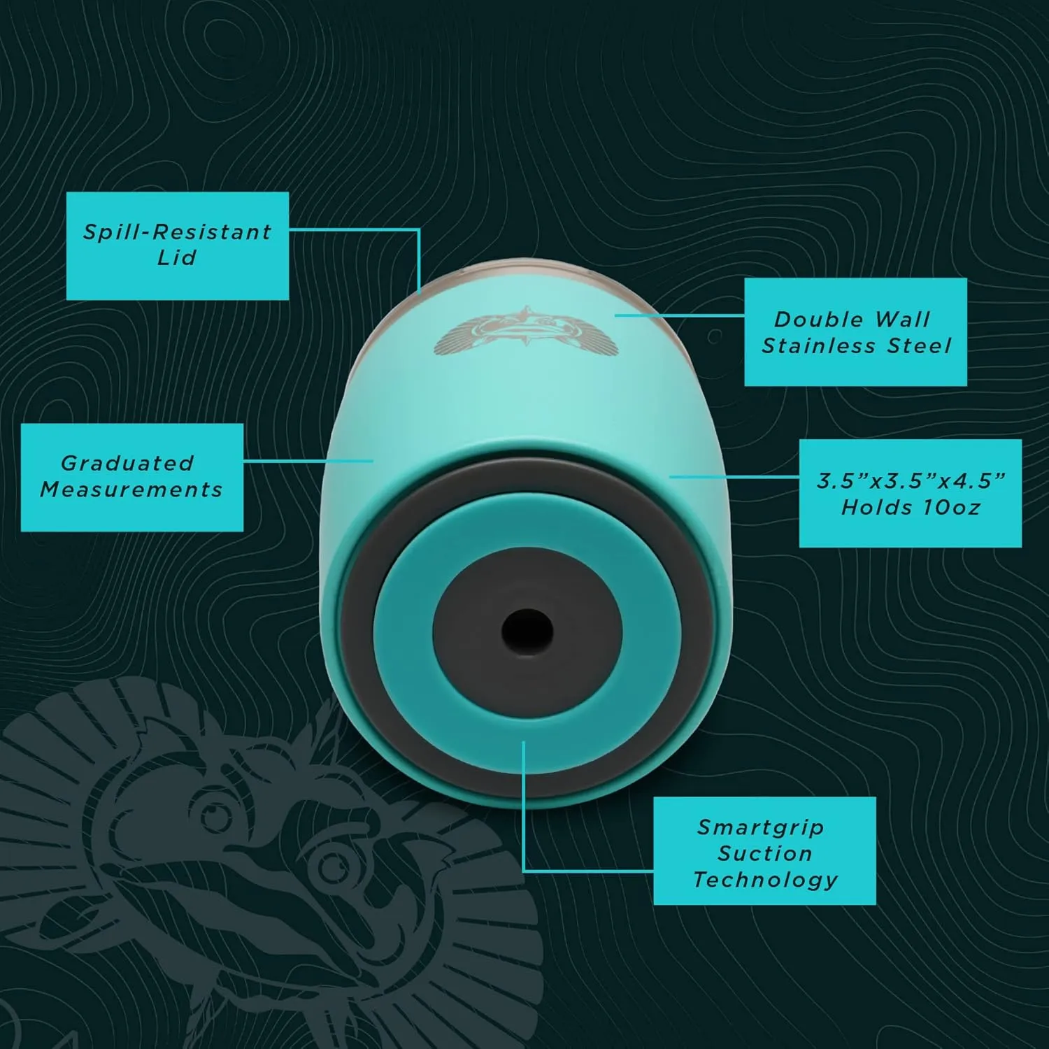 Toadfish Non-tipping 10oz Double Wall Insulated Stainless Steel Rocks Tumbler w/Easy Slide Lid - Teal
