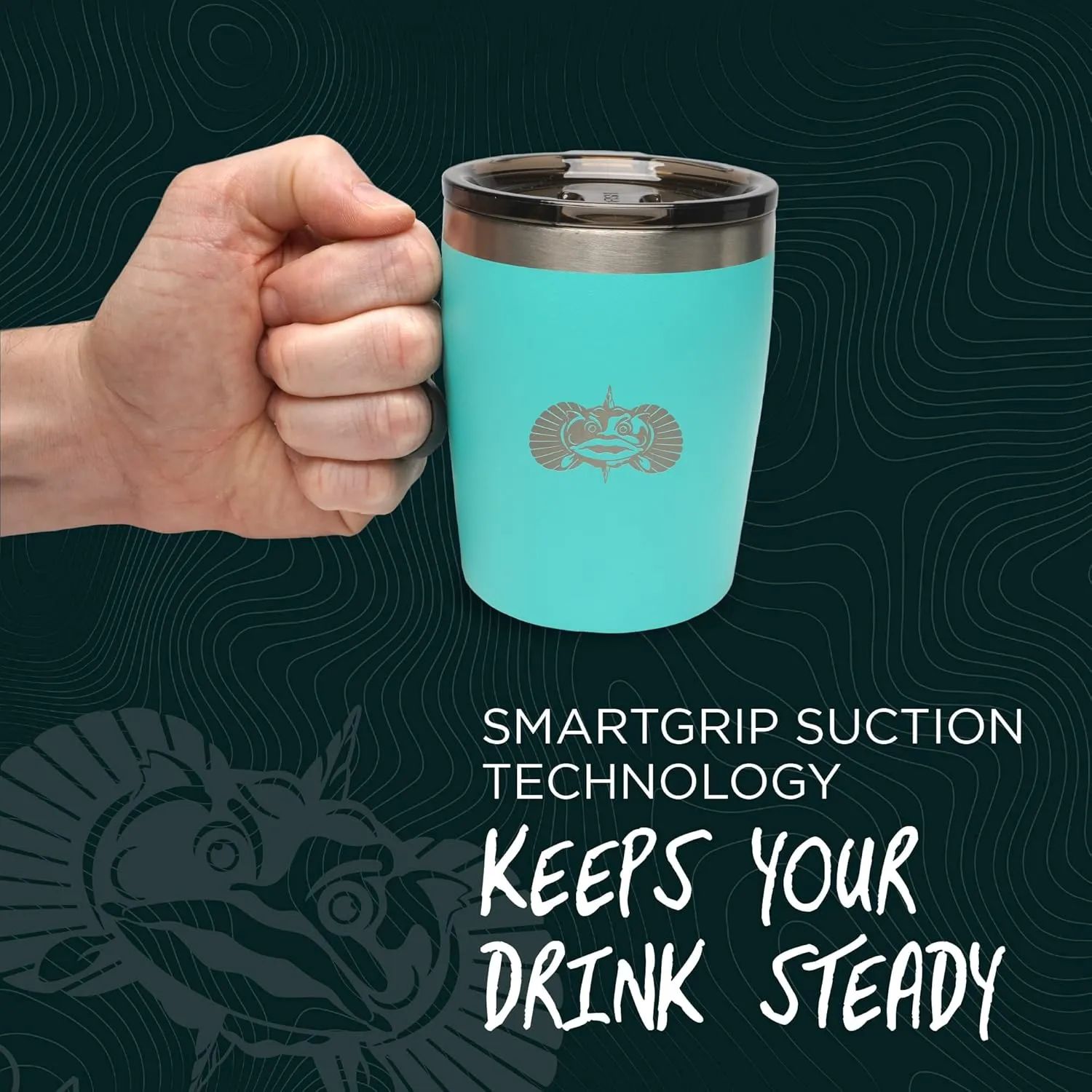Toadfish Non-tipping 10oz Double Wall Insulated Stainless Steel Rocks Tumbler w/Easy Slide Lid - Teal