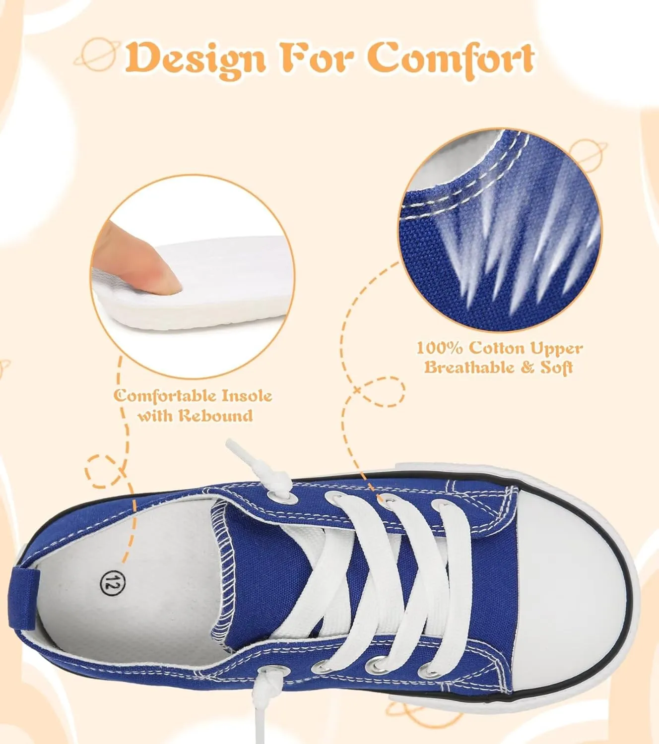 Toddler Little Kid Cushioned Canvas Shoes Slip On Sneakers Soft and Durable