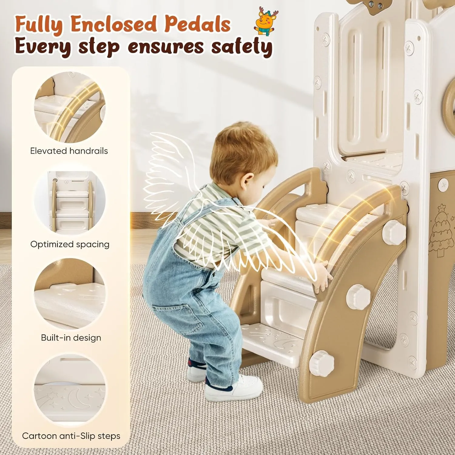 Toddler Slide, 10 in 1 Toddler Playset - Upgrade with Kids Slide, Drawing Board, Golf Set, Basketball Hoop and Storage Space for Age 1-3, Indoor and Outdoor Playground