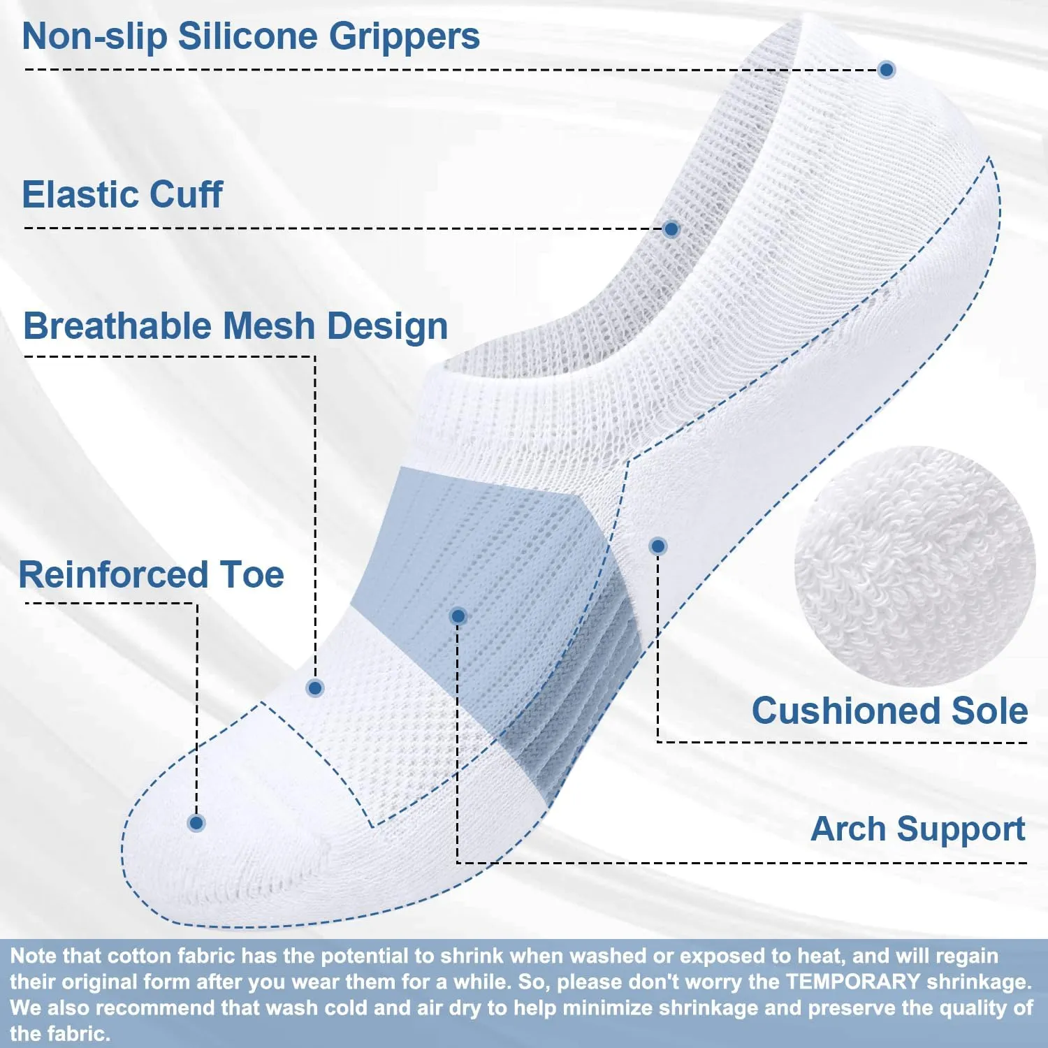 Toes Home No Show Socks Womens Cushioned Low Cut Athletic Hidden Liner for Sneakers Ankle Invisible Running Socks 4/6 Pairs