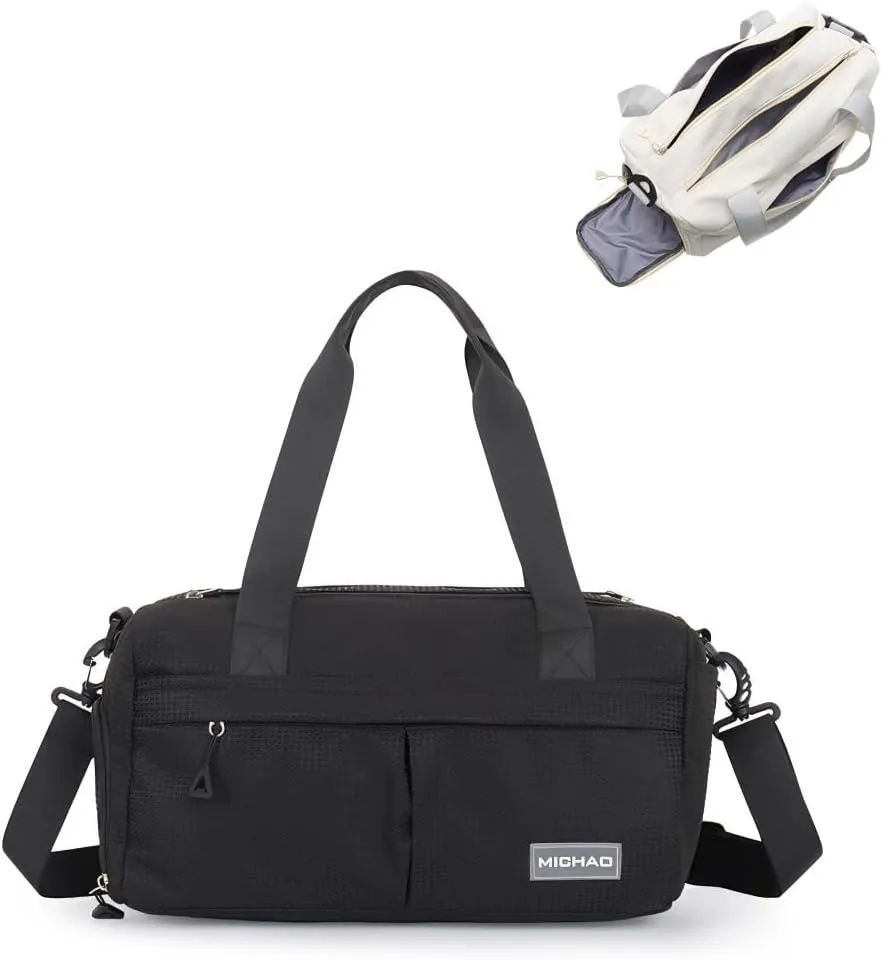 Travel Bag for Women with Shoe Compartment, Weekender Bag Gym Bag for Women, Dry-Wet Separation, Multifunctional Large Capacity and Premium Oxford Fabric (Black)