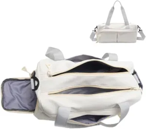 Travel Bag for Women with Shoe Compartment, Weekender Bag Gym Bag for Women, Dry-Wet Separation, Multifunctional Large Capacity and Premium Oxford Fabric (White)