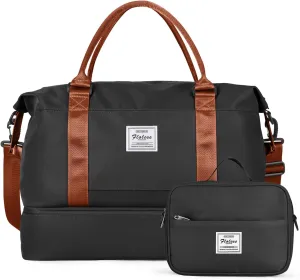 Travel Duffel Bag with Shoes Compartment, Overnight Weekender Bags for Women, Carry on Personal Item Travel Set