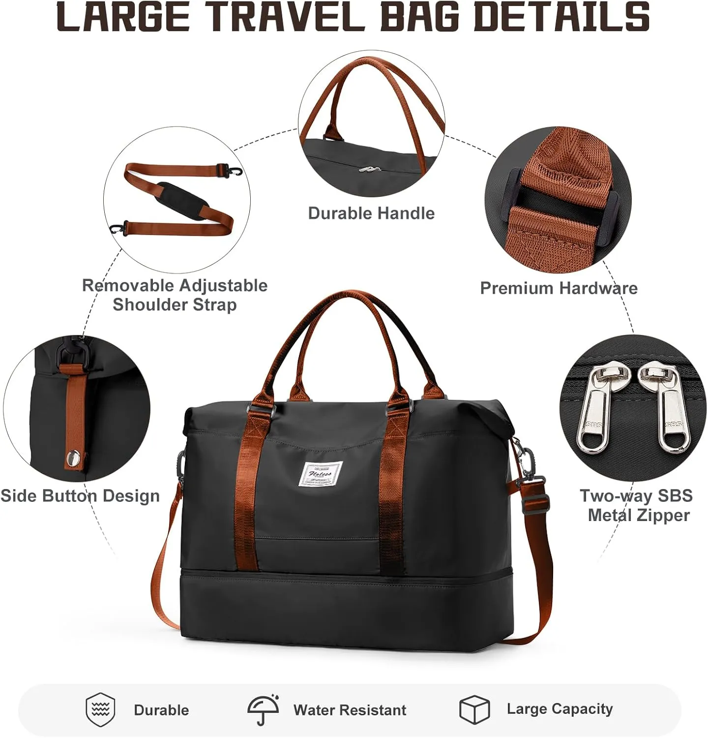 Travel Duffel Bag with Shoes Compartment, Overnight Weekender Bags for Women, Carry on Personal Item Travel Set