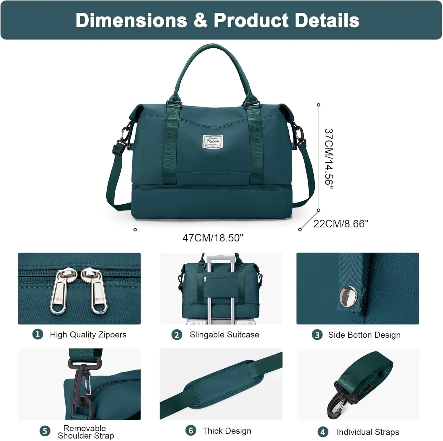 Travel Duffel Bag with Shoes Compartment, Overnight Weekender Bags for Women,Carry on Personal Item Bag