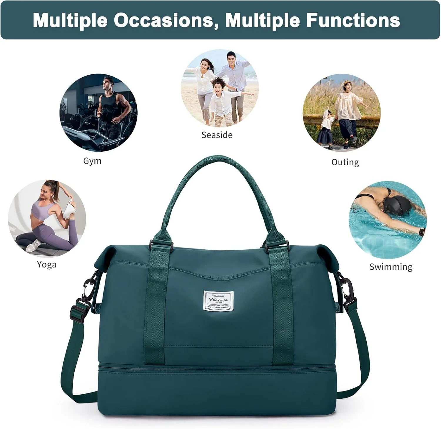 Travel Duffel Bag with Shoes Compartment, Overnight Weekender Bags for Women,Carry on Personal Item Bag