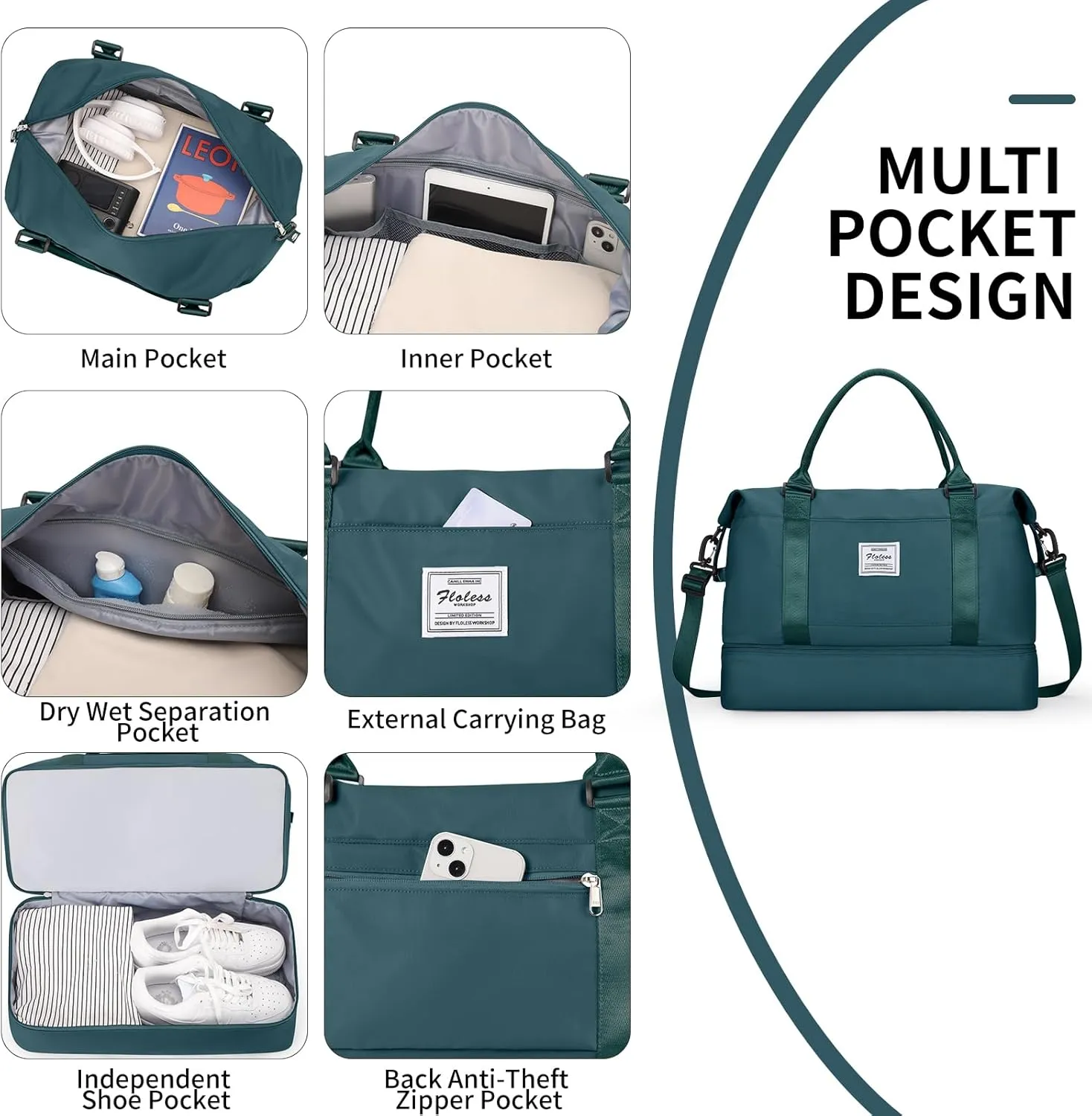 Travel Duffel Bag with Shoes Compartment, Overnight Weekender Bags for Women,Carry on Personal Item Bag