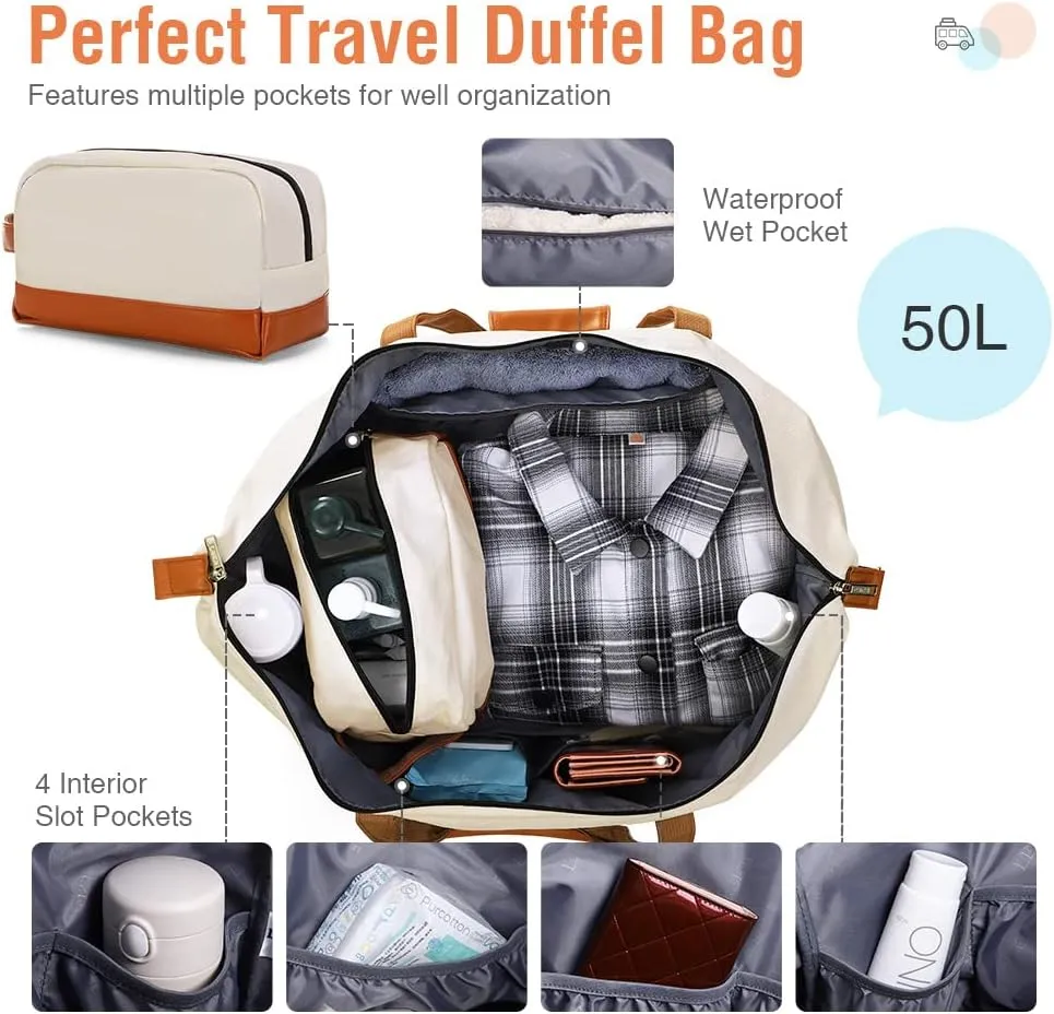 Travel Duffle Bag, Weekender Bags for Women Carry On Travel Bag Overnight Bag with Shoe Compartment Toiletry Bag