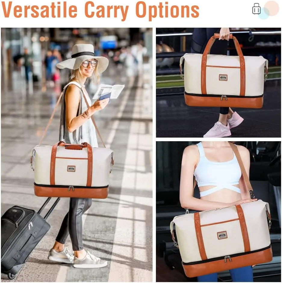 Travel Duffle Bag, Weekender Bags for Women Carry On Travel Bag Overnight Bag with Shoe Compartment Toiletry Bag