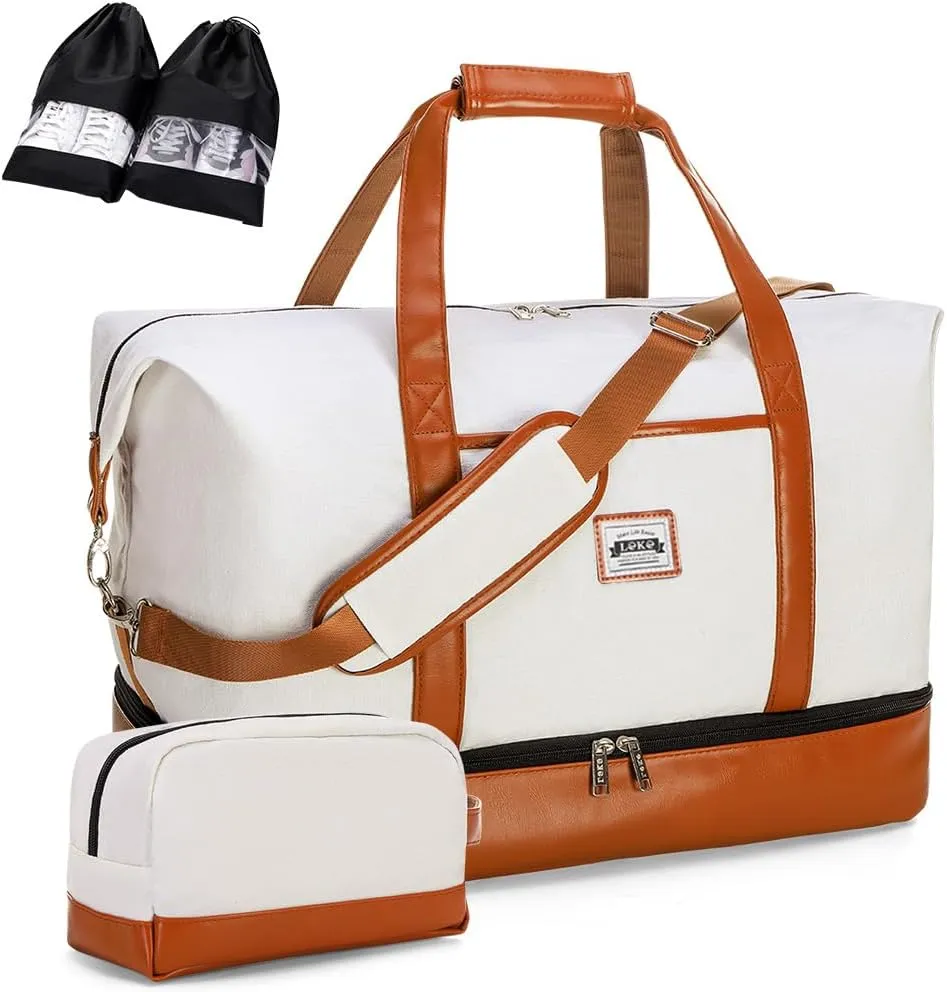 Travel Duffle Bag, Weekender Bags for Women Carry On Travel Bag Overnight Bag with Shoe Compartment Toiletry Bag