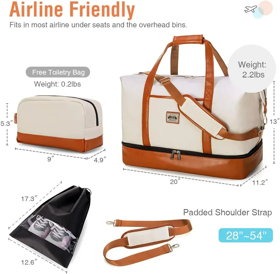 Travel Duffle Bag, Weekender Bags for Women Carry On Travel Bag Overnight Bag with Shoe Compartment Toiletry Bag