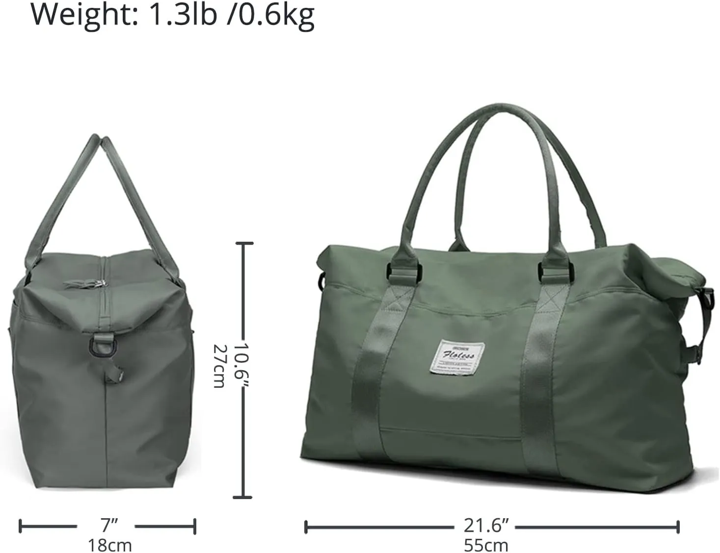 Travel Gym Bag for Women, LANBX Tote Bag Carry on Luggage Sport Duffle Weekender Overnight Bags with Wet Pocket (B-Olive Green)