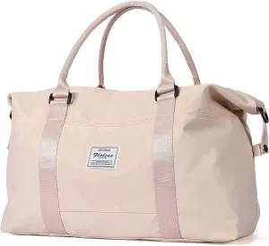 Travel Gym Bag for Women, LANBX Tote Bag Carry on Luggage Sport Duffle Weekender Overnight Bags with Wet Pocket (Beige)