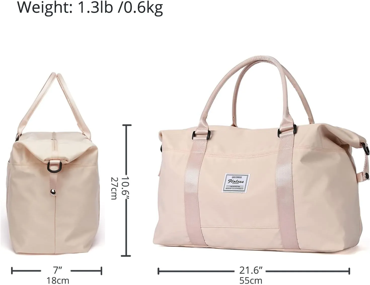 Travel Gym Bag for Women, LANBX Tote Bag Carry on Luggage Sport Duffle Weekender Overnight Bags with Wet Pocket (Beige)