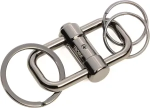 TROIKA 2-WAY KEY – KR22-09/GM – Keyring with 3 rings for keys in 2 sizes – slide lock for easy key organization – cast metal– shiny – gunmetal – TROIKA-original