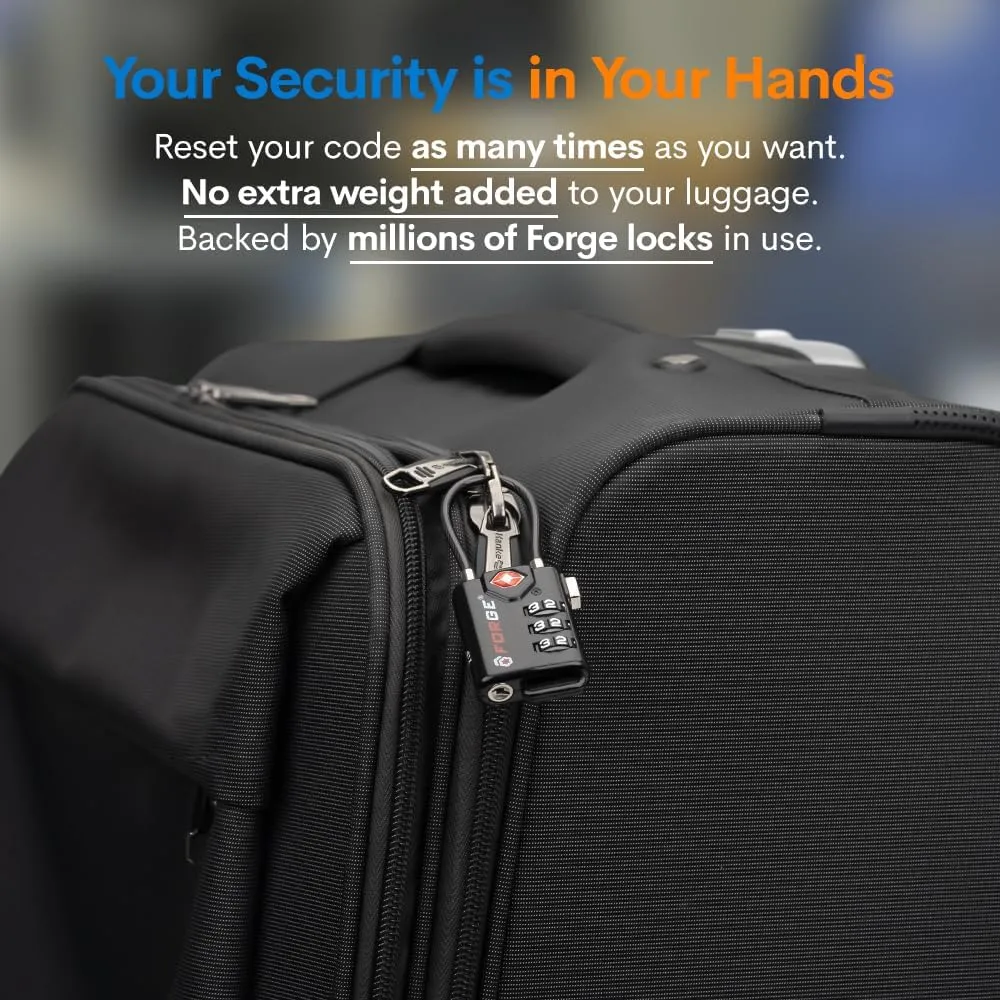 TSA Approved Cable Luggage Locks, 6 Pack, Easy Read Dials with Alloy Body