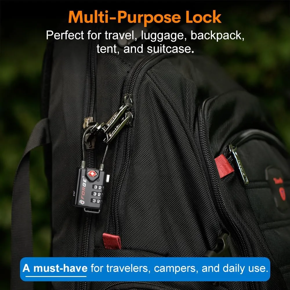 TSA Approved Cable Luggage Locks, 6 Pack, Easy Read Dials with Alloy Body