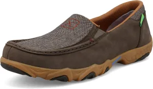 Twisted X Men's Slip-On Driving Moc, Moc Toe with CellStretch, Eco Dust & Cocoa, 10 W